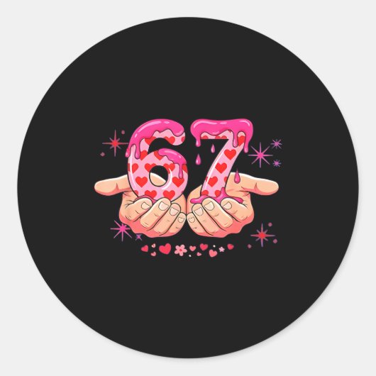 Sticker Rond Six Seven 6 7 Meme Heart Drip Valentine’s Day Boy  (Devant)
