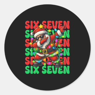 Sticker Rond Six Seven 6 7 Mème Santa Dabbing Noël 67 Paja