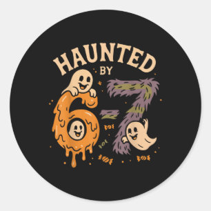 Sticker Rond Six Seven 6 7 Memesquelette Main Halloween