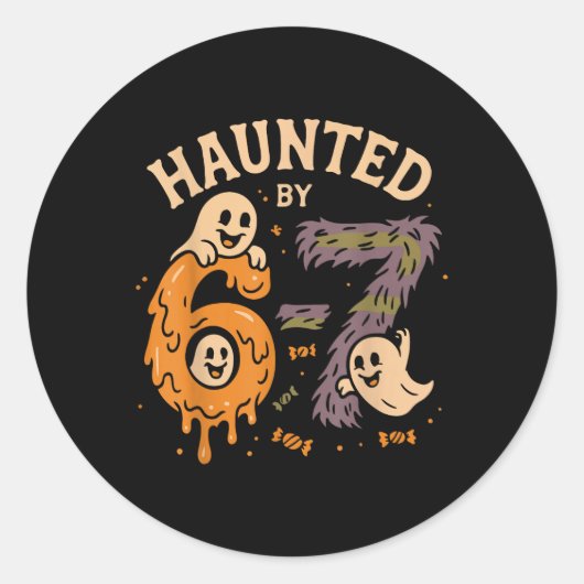 Sticker Rond Six Seven 6 7 Memesquelette Main Halloween (Devant)