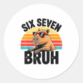 Sticker Rond Six Seven Bruh 67 Meme Capybara  (Devant)