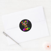 Sticker Rond Six Seven Bruh Mardi Gras Jester Dab 6 7 Meme Fat (Enveloppe)