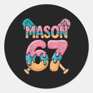 Sticker Rond Six Seven Crème Glacée Dégoulinante Sport 67 Fun M