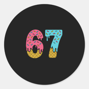 Sticker Rond Six Seven Crème Glacée Drip Sport 67 Fun Mason Mèm