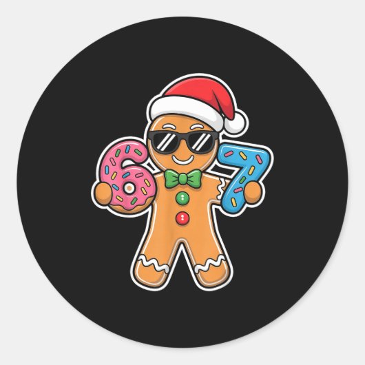 Sticker Rond Six Seven Gingerbread 67 Funny Christmas Boys Kids (Devant)