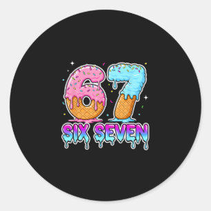 Sticker Rond Six Seven Glace Drip Cool Meme 67 Drôle Gen Al