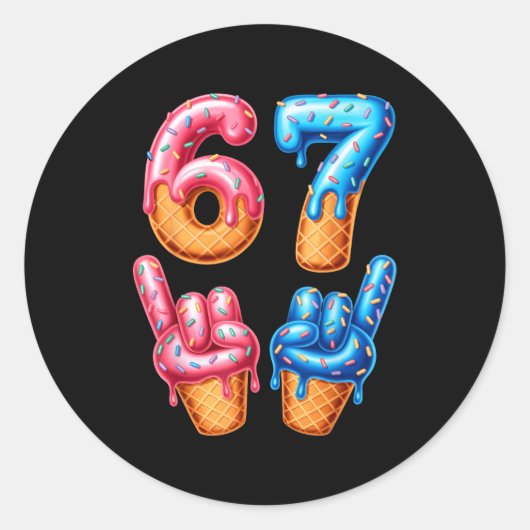Sticker Rond Six Seven Ice Cream Drip 67  (Devant)