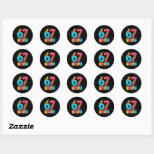 Sticker Rond Six Seven Ice Cream Drip Cool Meme 67 Bruh Funny N (Feuille)