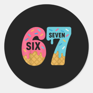 Sticker Rond Six Seven Ice Cream Drip Cool Meme 67 Drôle Drippi