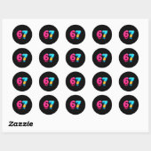 Sticker Rond Six Seven Ice Cream Drip Cool Meme 67 Funny Number (Feuille)