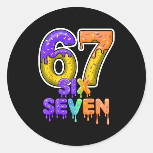 Sticker Rond Six Seven Ice Cream Drip Gen Alpha Slang 6 7 Meme  (Devant)