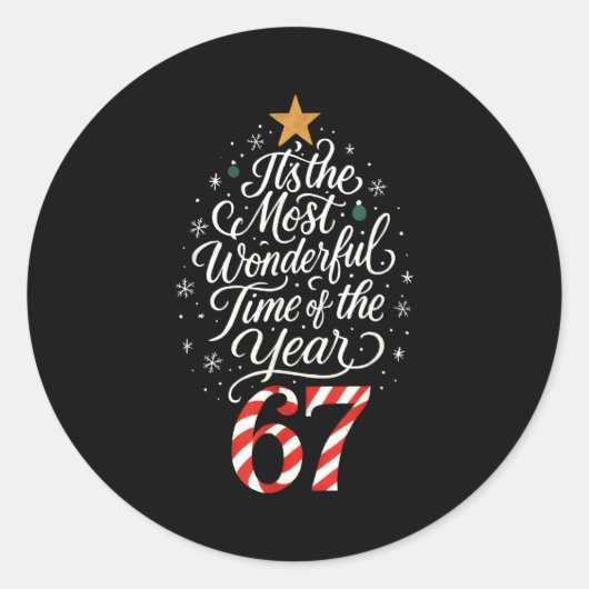 Sticker Rond Six Seven Meme Its The Most Wonderful Time 67 Chri (Devant)