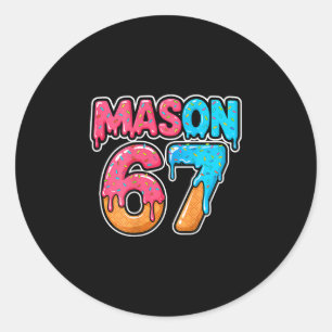 Sticker Rond Six Seven Meme Mason 67 Crème Glacée Dégoulinante