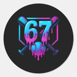 Sticker Rond Six Seven Vendent des Crèmes Glacées Dégoulinent C