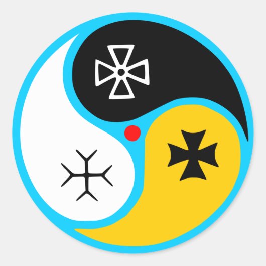 Sticker Rond SIX Symbole d'ssianisme (Devant)