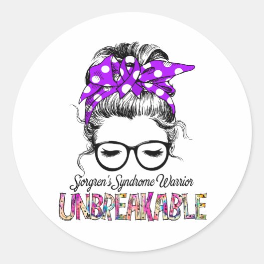 Sticker Rond Sjorgren's Syndrome Awareness Ribbon Support Cadea (Devant)