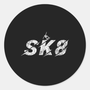 Sticker Rond Sk8 Skate Skateur Enfant Garçons Filles Planche à