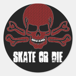 Sticker Rond skate ou die rouge texturé