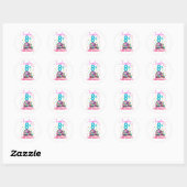 Sticker Rond Skate Roller Disco Birthday Girl Matching (Feuille)