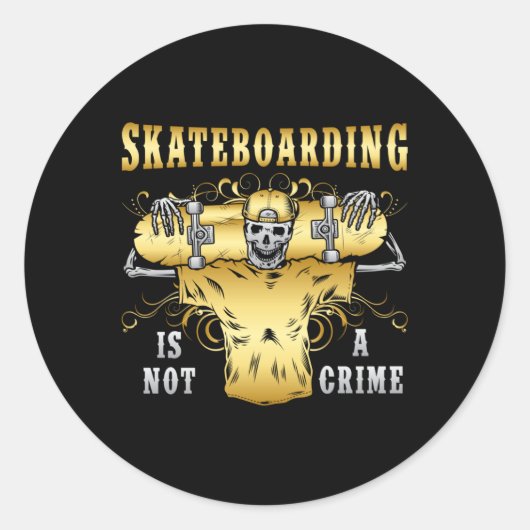 Sticker Rond Skate Skate Skate Skateboard Idée cadeau (Devant)