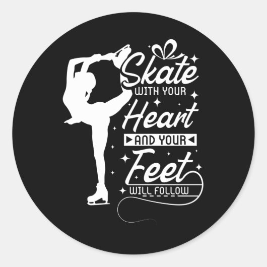 Sticker Rond Skate With You Heart, ice skating (Devant)