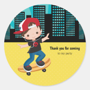 Sticker Rond Skateboard boy - choisissez votre couleur arrière