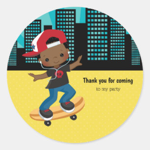 Sticker Rond Skateboard boy - choisissez votre couleur arrière 