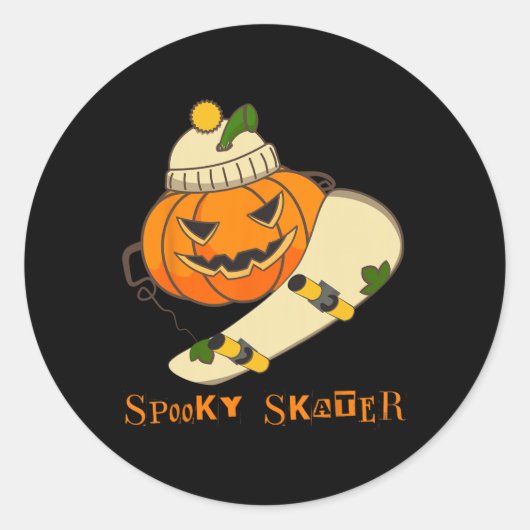 Sticker Rond Skateboard citrouille Halloween Costume amusant Sk (Devant)