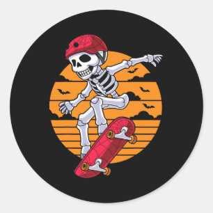 Sticker Rond Skateboard éffrayant Skeleton Funny Skate