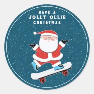 Sticker Rond Skateboard Skateboard Noël