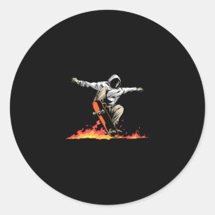 Sticker Rond Skateboard Skateboardeur Skateur En Feu - Skateboa