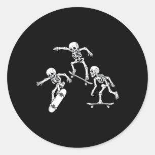 Sticker Rond Skateboard Skeletons Halloween Sketons Garçons Enf