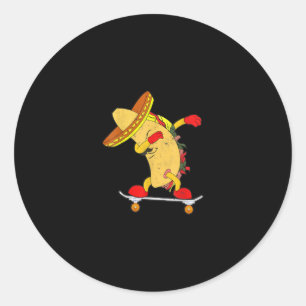 Sticker Rond Skateboard Taco On Skateboard - Patinage-cadeaux