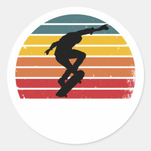 Sticker Rond Skateboard Vintage Rétro