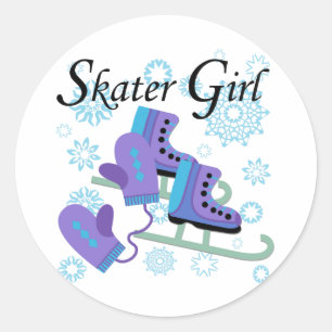 Sticker Rond Skater Girl