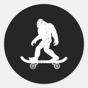 Sticker Rond Skateur Bigfoot Yéti Sasquatch skateboard