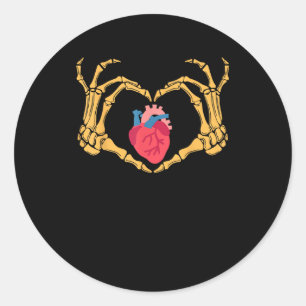 Sticker Rond Skeleton Anatomie du coeur de la main Cardiac Cvic