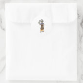 Sticker Rond Skeleton as Hairdresser with Scissors (Sac)
