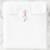 Sticker Rond Skeleton Ballerina en Pink Tutu Ballet Dancer (Sac)