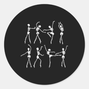 Sticker Rond Skeleton Ballerinas Ballet Dance Cute Halloween Co
