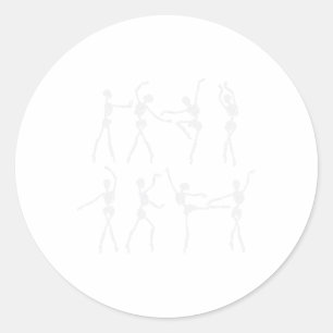 Sticker Rond Skeleton Ballerinas Ballet Dance Cute Halloween Co