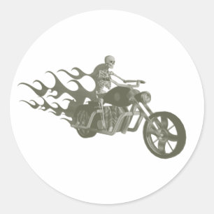 Sticker Rond Skeleton Biker / Bike Rider :