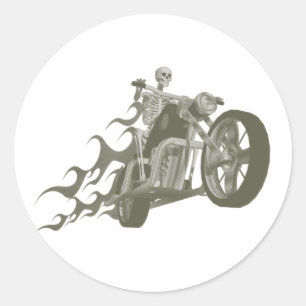 Sticker Rond Skeleton Biker / Bike Rider :