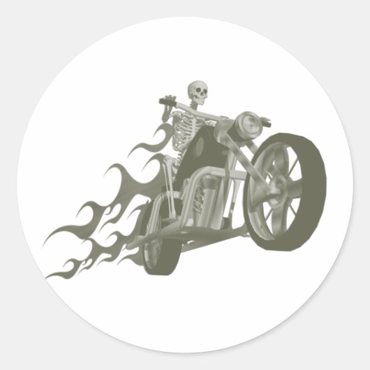 Sticker Rond Skeleton Biker / Bike Rider : (Devant)