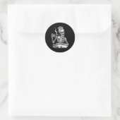 Sticker Rond Skeleton Boire Café Lazy et Easy Femmes Hallo (Sac)