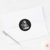 Sticker Rond Skeleton Boire Café Lazy et Easy Femmes Hallo (Enveloppe)
