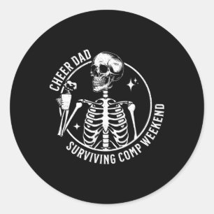 Sticker Rond Skeleton Café Cheer Papa Survive Comp Weekend F