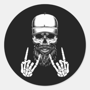 Sticker Rond Skeleton Casquette Cool de patinage Halloween Punk