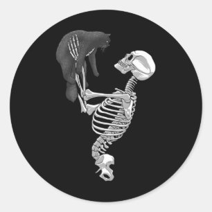 Sticker Rond Skeleton Cat Art For Men Femme Feline Costume Hall