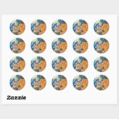 STICKER ROND SKELETON, CHATS NOIRS CARVANT DES JACKS, BILLETS (Feuille)